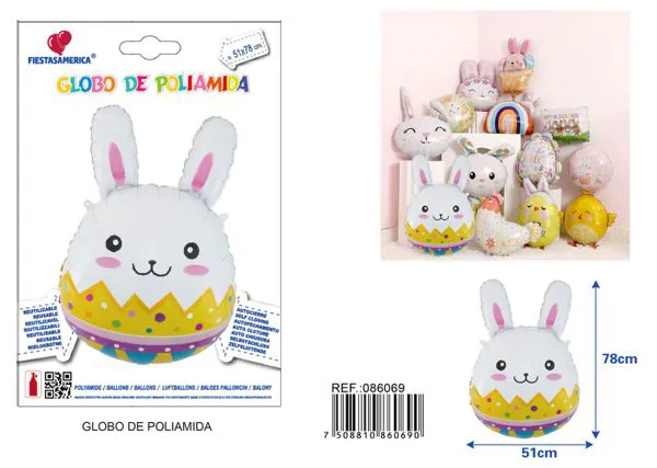 Globo metálico de conejo de Pascua