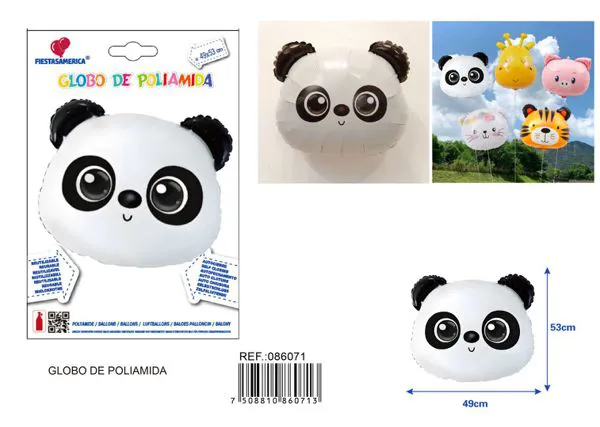 Globo metálico de cabeza de panda