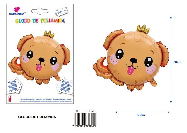 Globo metálico de perrito con corona
