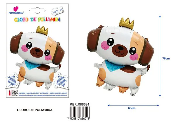 Globo metálico de perrito con corona