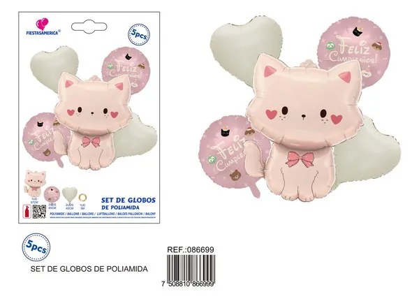 Globo metálico de gato con moño