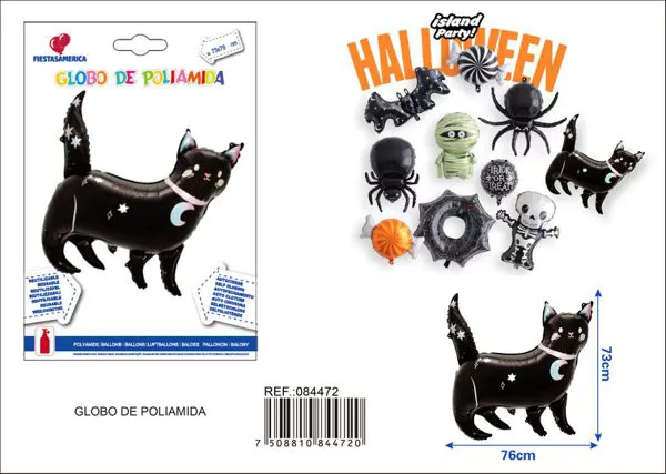Globo metálico de gato negro