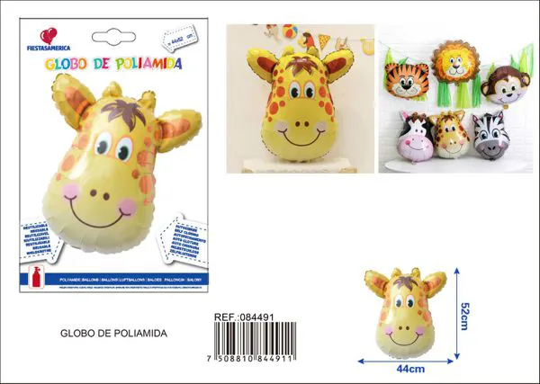 Globo metálico de cabeza de jirafa