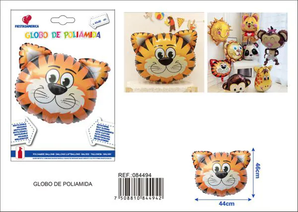 Globo metálico de cabeza de tigre