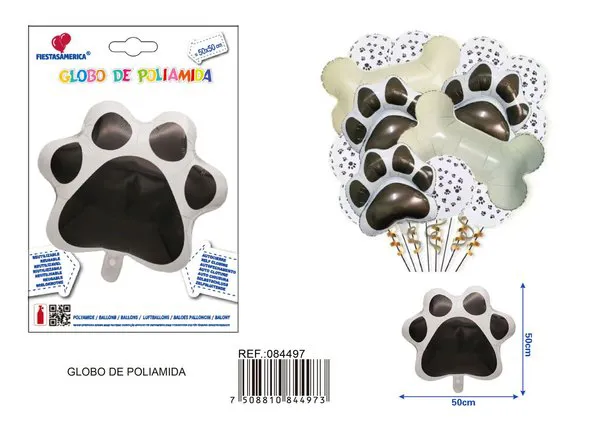 Globo metálico de huella de perro