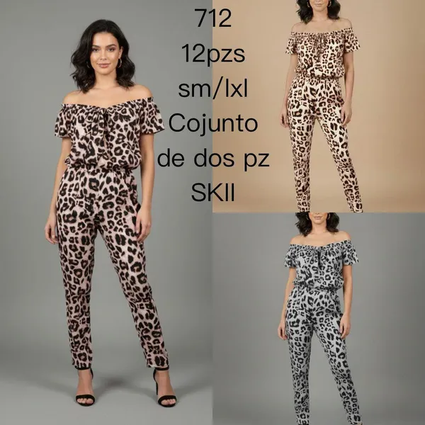 Jumpsuit estampado con hombros descubiertos-712