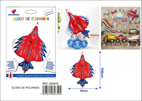 Globo metálico de avión de combate