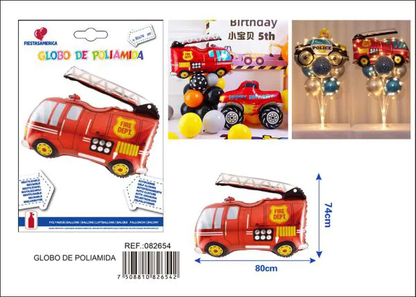 Globo metálico de camión de bomberos