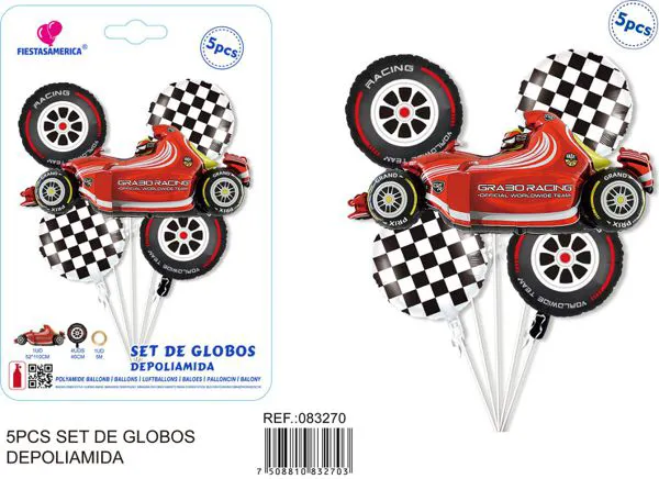 Globo metálico de auto de carreras