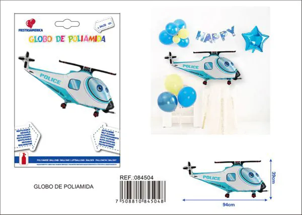 Globo metálico de helicóptero policial