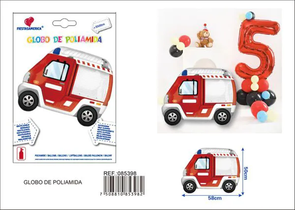 Globo metálico de camión de bomberos