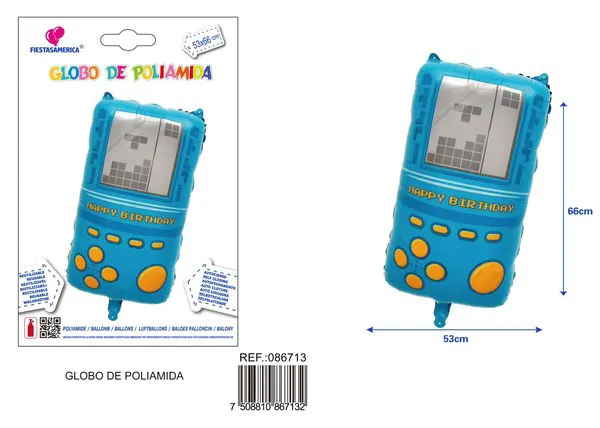 Globo metálico de consola de videojuegos Tetris