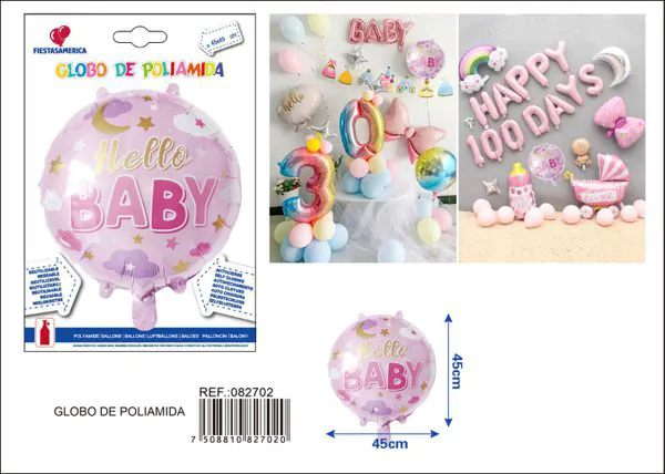 Globo metálico redondo bebé rosa revelación de género