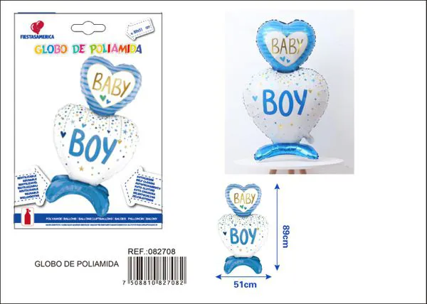 Globo metálico de corazón niño azul