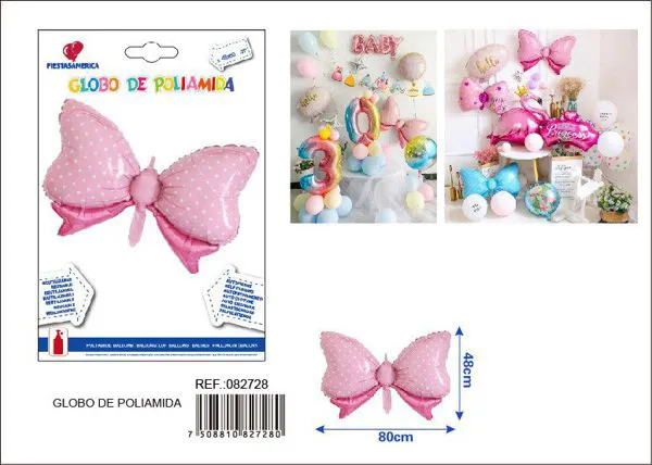 Globo metálico de moño rosa