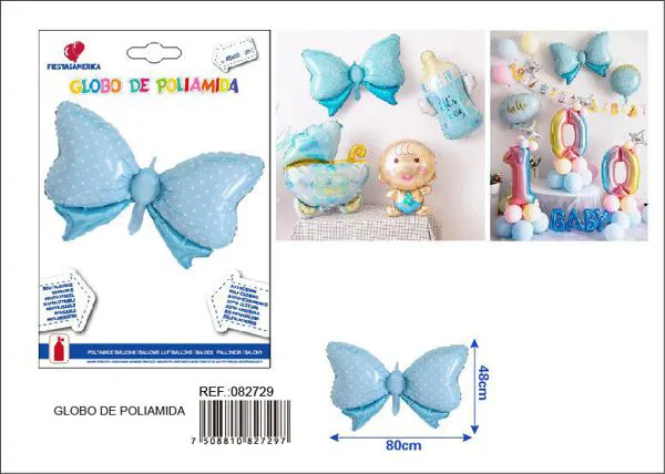 Globo metálico de moño azul