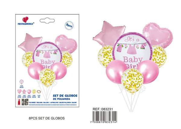 Globos metálicos set redondo rosa