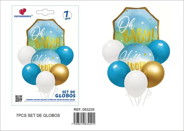 Globos metálicos set octagonal azul