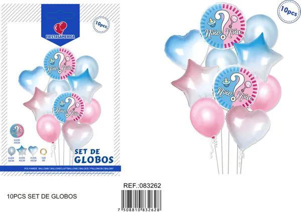 Globos metálicos set revelación de género
