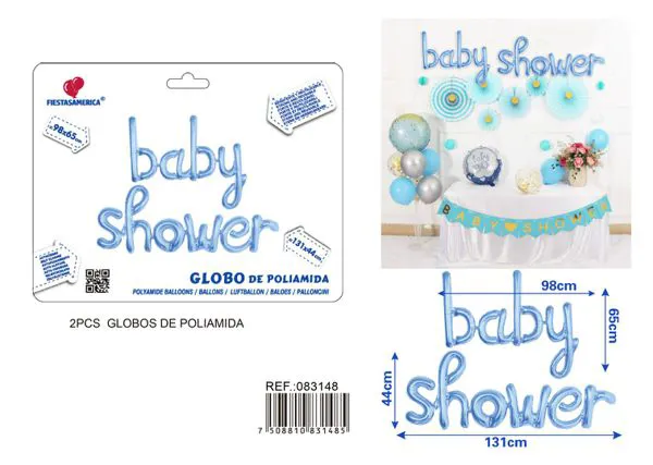 Globo metálico de letras baby shower azul