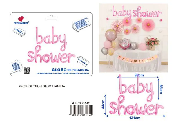 Globo metálico de letras baby shower rosa