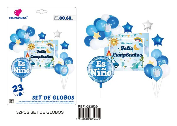 Kit de decoración con telón de fondo niño