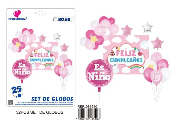 Kit de decoración con telón de fondo niña