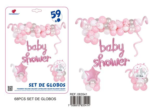 Globos metálicos set baby shower niña