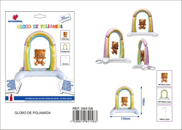 Globo metálico de oso con base