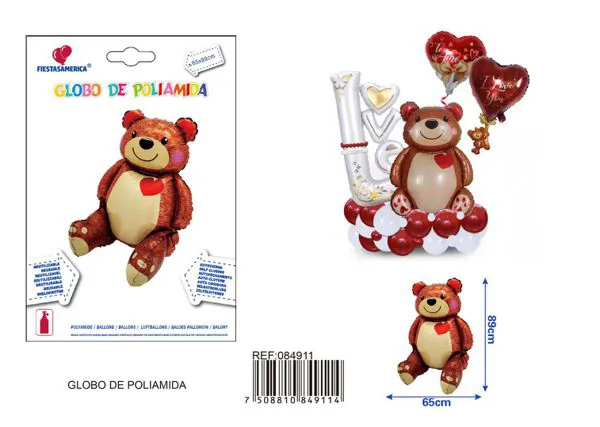 Globo metálico de oso con corazón