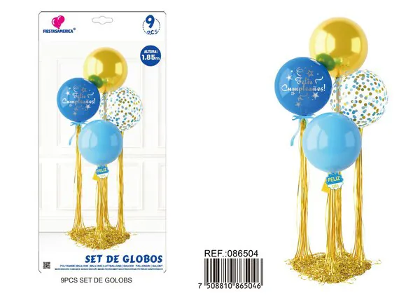 Globos metálicos set dorado y azul