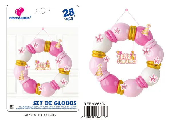 Globos metálicos set niña rosa