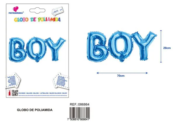 Globo metálico de letras BOY