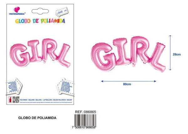 Globo metálico de letras GIRL