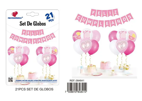 Globos metálicos set de cumpleaños niña