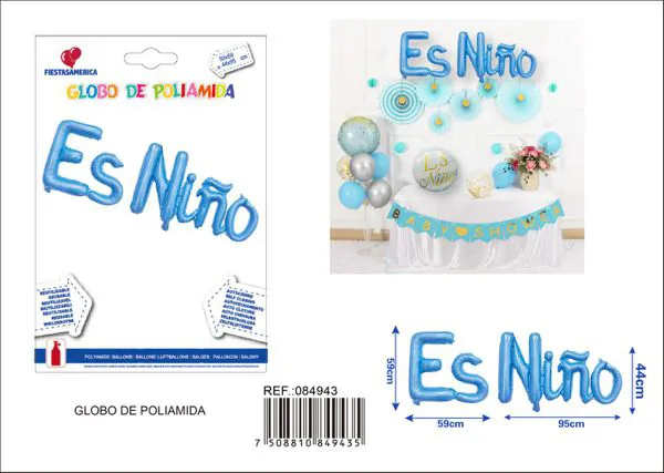 Globo metálico de letras niño