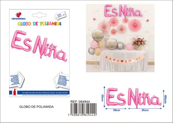 Globo metálico de letras niña