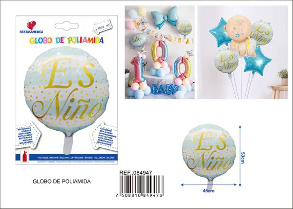 Globo metálico redondo Feliz Cumpleaños niño