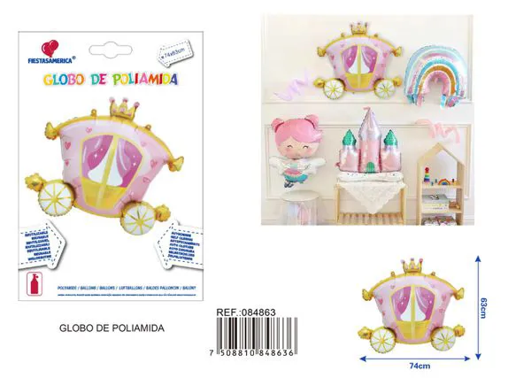 Globo metálico de carruaje de princesa