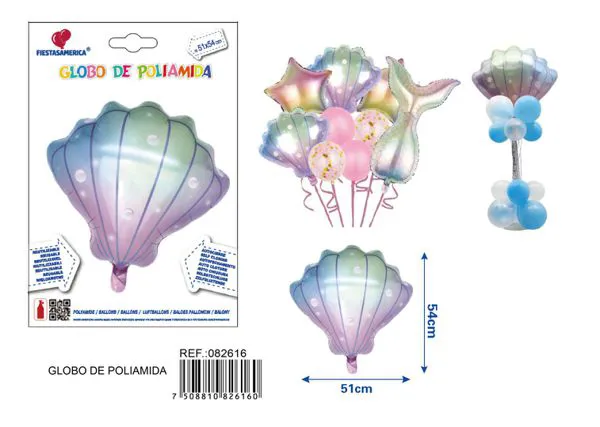 Globo metálico de concha con perla