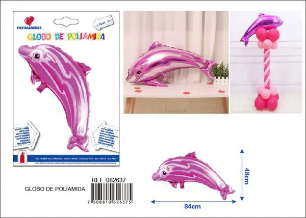 Globo metálico de delfín rosa