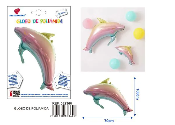 Globo metálico de delfín