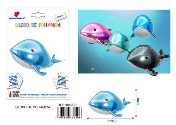 Globo metálico de ballena azul