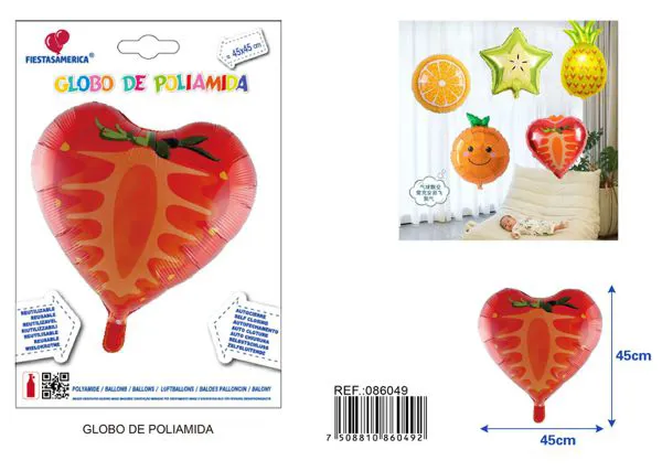 Globo metálico de corazón de fresa