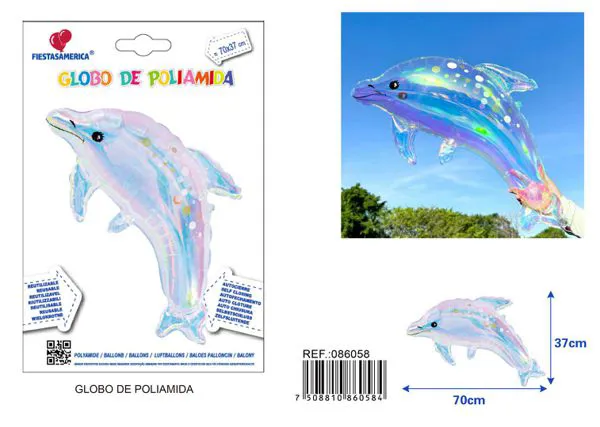 Globo metálico de delfín