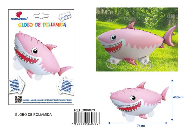 Globo metálico de tiburón rosa