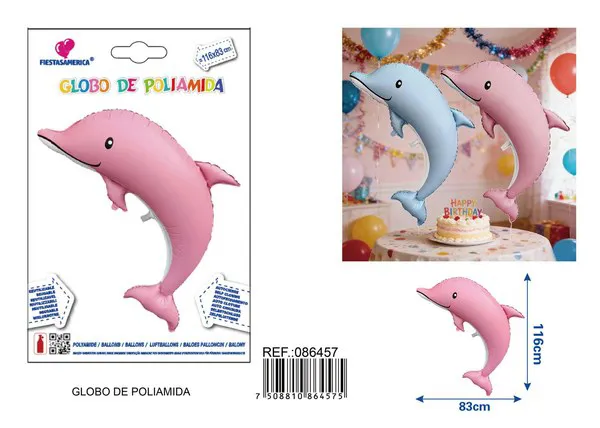 Globo metálico de delfín