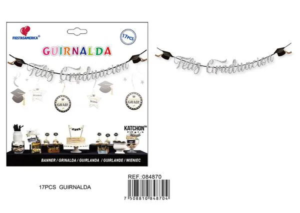 Banderín de graduación plateado