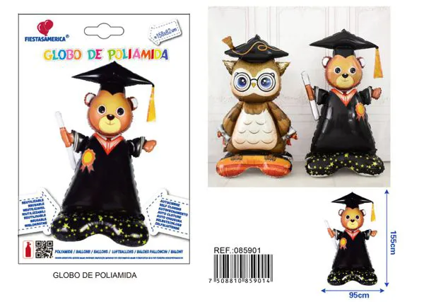 Globo metálico de oso graduado con base