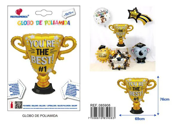 Globo metálico de trofeo de graduación